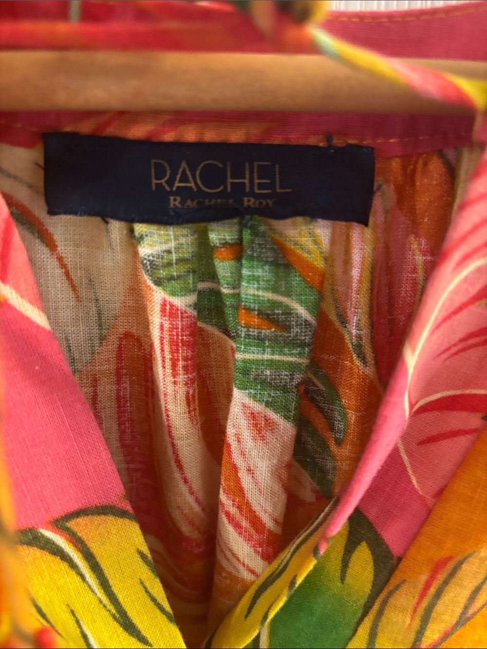 RACHEL Rachel Roy Orange Tunic with Pink and Green Tropical Print - Picture 2 of 8